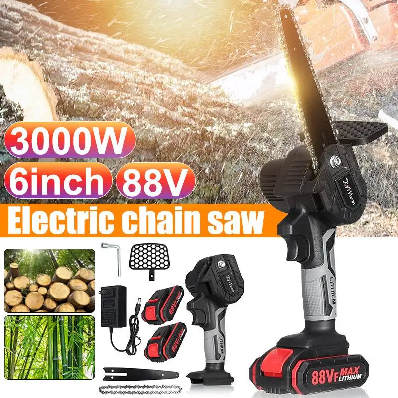 6 Inch 3000W 88V Cordless Electric Saw Mini Pruning Chainsaw Garden Tree Logging Trimming Saw Power Tools With 2Pcs Battery
6 Inch 3000W 88V Cordless Electric Saw Mini Pruning Chainsaw Garden Tree Logging Trimming Saw Power Tools With 2Pcs Battery