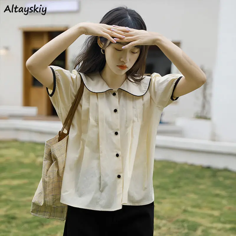 Shirts Women Lovely Girl Students Plus Size Ulzzang Chic Slim Fit Peter Pan Collar Casual Solid All-match Hot Sale Tender Newest
Shirts Women Lovely Girl Students Plus Size Ulzzang Chic Slim Fit Peter Pan Collar Casual Solid All-match Hot Sale Tender Newest