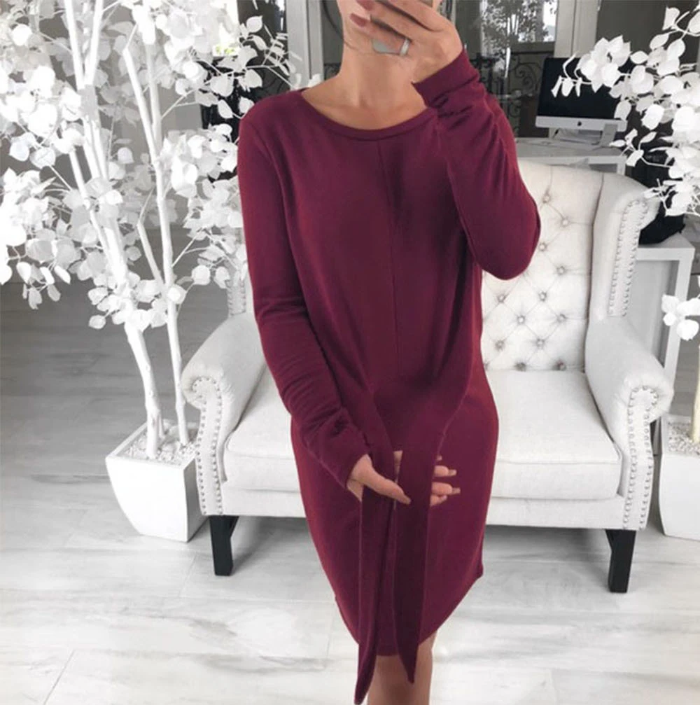 Autumn Winter New Long Sleeve Office Solid Color Tighten Up Waist Women's Dress Bandage Front Sashes Casual O-Neck Femme Dress
Autumn Winter New Long Sleeve Office Solid Color Tighten Up Waist Women's Dress Bandage Front Sashes Casual O-Neck Femme Dress