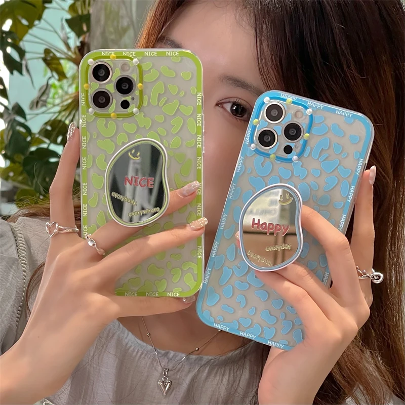 

Set Mirror Stent Phone Case For HUAWEI P30 40 50 Pro Leopard Print Nova5 6 7 8 Mate30 40 Pro For Honor 30 Pro Soft Silicone Case