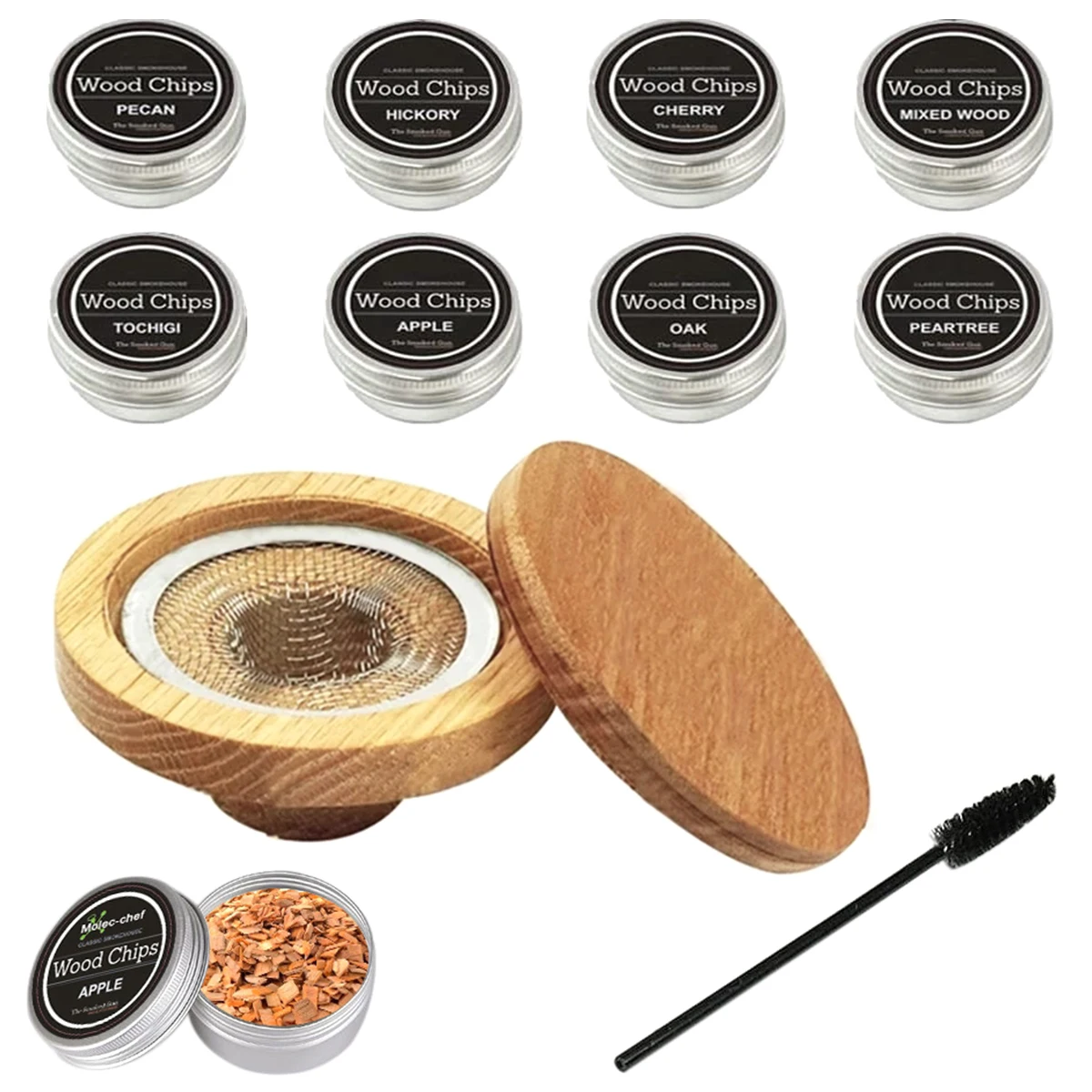 1 pcs Smoky Cocktail Cover with 8 pcs Wood Boxes Chimney Drink Smoker for Dried Fruits Wine Spirits Meats Coffee Dried Fruits
1 pcs Smoky Cocktail Cover with 8 pcs Wood Boxes Chimney Drink Smoker for Dried Fruits Wine Spirits Meats Coffee Dried Fruits