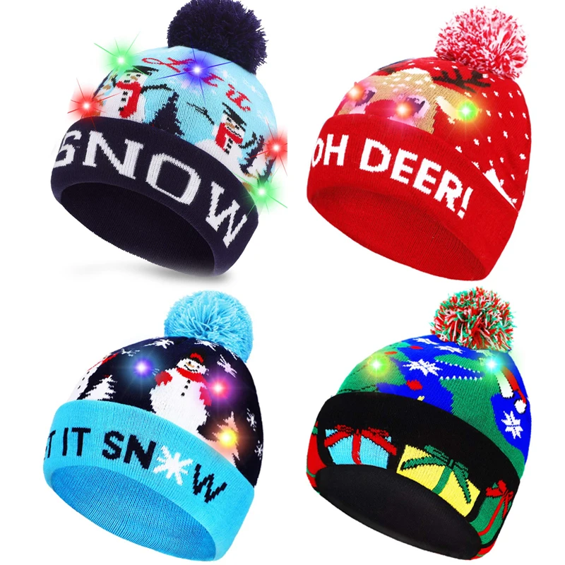 LED Christmas Hat Sweater Knitted Beanie Christmas Light Up Knitted Hat Christmas Gift for Kids Xmas 2021 New Year Decorations
LED Christmas Hat Sweater Knitted Beanie Christmas Light Up Knitted Hat Christmas Gift for Kids Xmas 2021 New Year Decorations