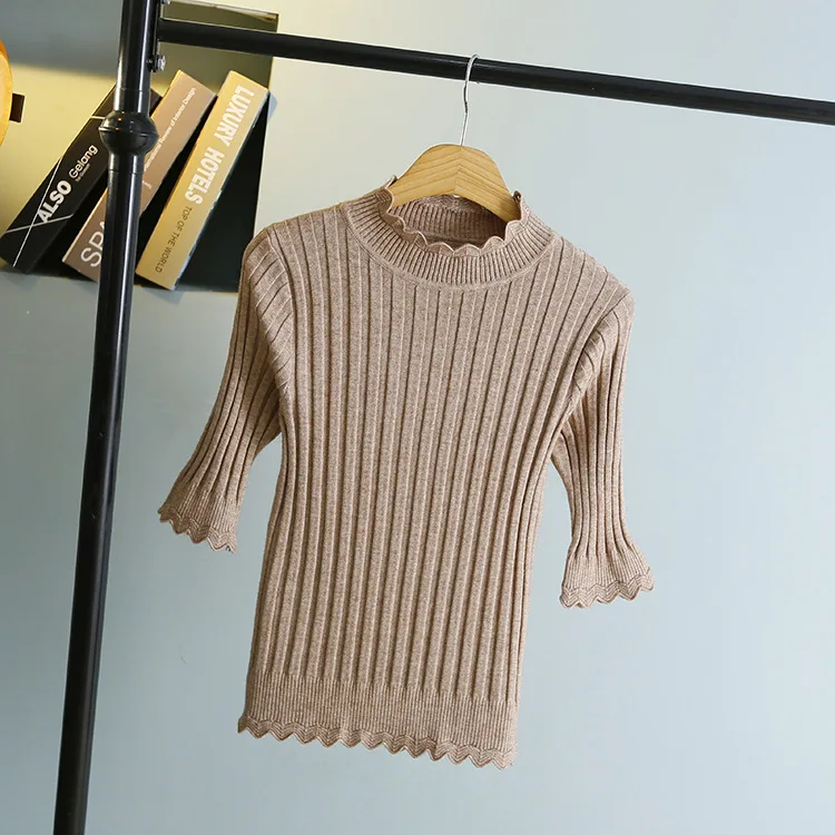 Hot Korean Style Fashion Spring High Collar Short Sleeve Solid Color Slim Sweater Girls Knitted Sweater Women Autumn Pullovers
Hot Korean Style Fashion Spring High Collar Short Sleeve Solid Color Slim Sweater Girls Knitted Sweater Women Autumn Pullovers