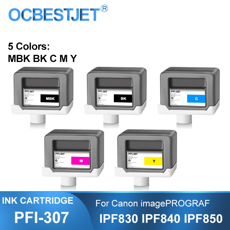 

PFI-307 PFI307 330ML Compatible Ink Cartridge With Full Ink For Canon imagePROGRAF IPF830 IPF840 IPF850 Printer 5Colors/Set