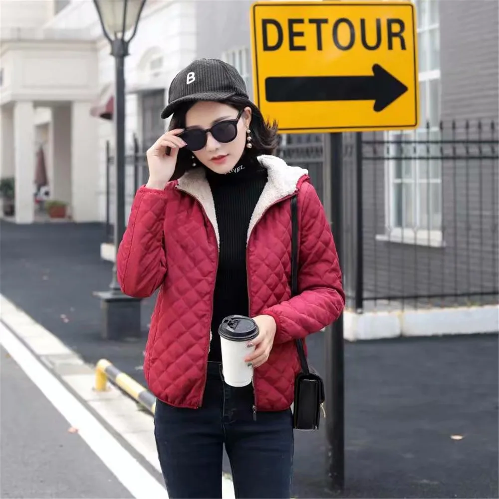 Womens Coat Solid Color Hooded Pocket Korea Style Cashmere Coat Plus Size Fleece Warm Short Outerwear 
Womens Coat Solid Color Hooded Pocket Korea Style Cashmere Coat Plus Size Fleece Warm Short Outerwear