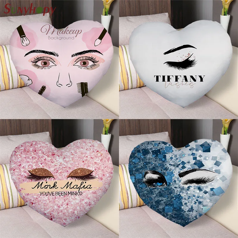 Eyelash Custom Heart Shape Decorative Cushion Cover Home Decor Zippered Satin Fabric Pillowcase
Eyelash Custom Heart Shape Decorative Cushion Cover Home Decor Zippered Satin Fabric Pillowcase
