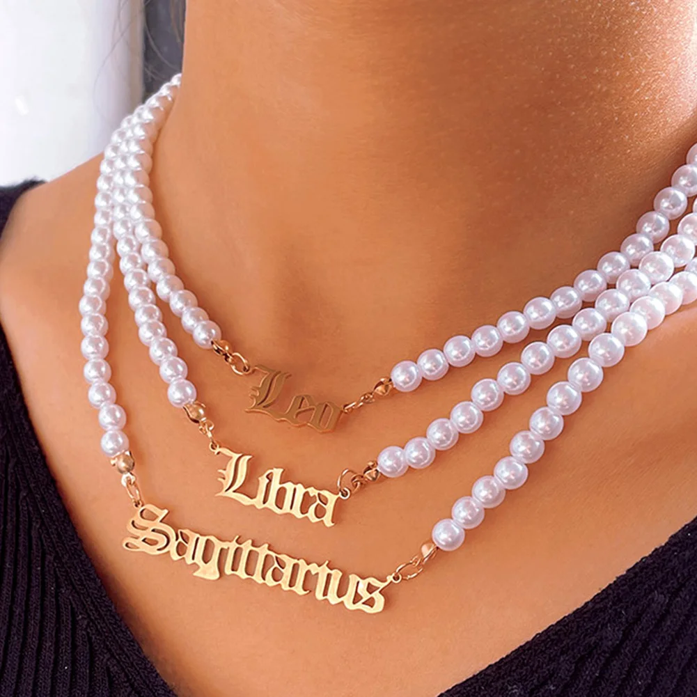 12 Zodiac Letters Constellation Pendant Necklace for Women Imitation Pearl Choker Horoscope Signs Necklace Birthday Jewelry Gift
12 Zodiac Letters Constellation Pendant Necklace for Women Imitation Pearl Choker Horoscope Signs Necklace Birthday Jewelry Gift