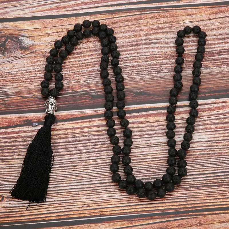 108 Natural Stone Mala Beaded Silver Buddha Head Necklace Meditation Yoga Hand Knotted Prayer Tassel Pendant Necklace
108 Natural Stone Mala Beaded Silver Buddha Head Necklace Meditation Yoga Hand Knotted Prayer Tassel Pendant Necklace