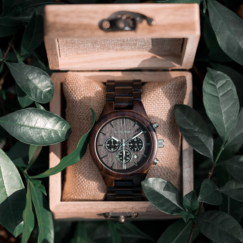 Часы мужские деревянные с хронографом в подарок | Наручные часы