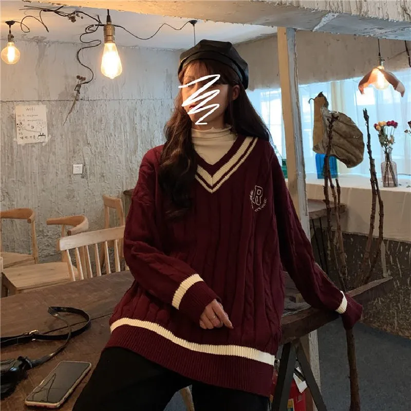New Loose V-neck Twist Long-sleeved Sweater Sen Women Sweater Spring Autumn Stripe All-match Embroidery Knit Sweater Blouse Tops
New Loose V-neck Twist Long-sleeved Sweater Sen Women Sweater Spring Autumn Stripe All-match Embroidery Knit Sweater Blouse Tops