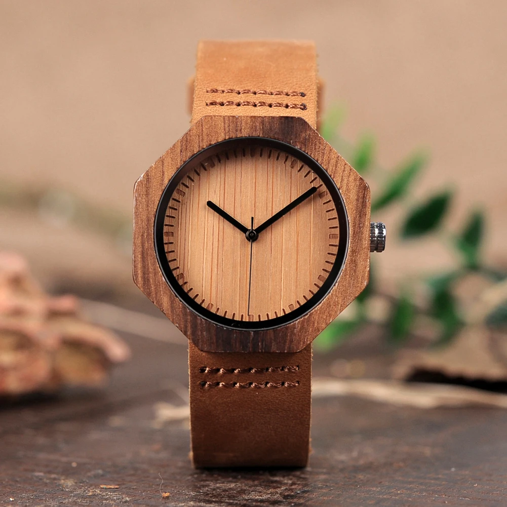 BOBO BIRD relogio masculino Bamboo Watches Mens 2022 Women Leather Belt Wood Quartz Wristwatch Top Brand Clock Gift Dropshipping | Наручные