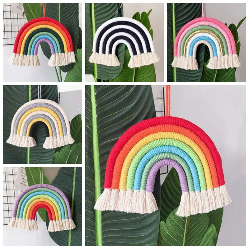 Nordic Rainbow Hanging Decoration Cotton Handmade Woven Weaving Colorful Rainbow Ornament For Living Room
Nordic Rainbow Hanging Decoration Cotton Handmade Woven Weaving Colorful Rainbow Ornament For Living Room