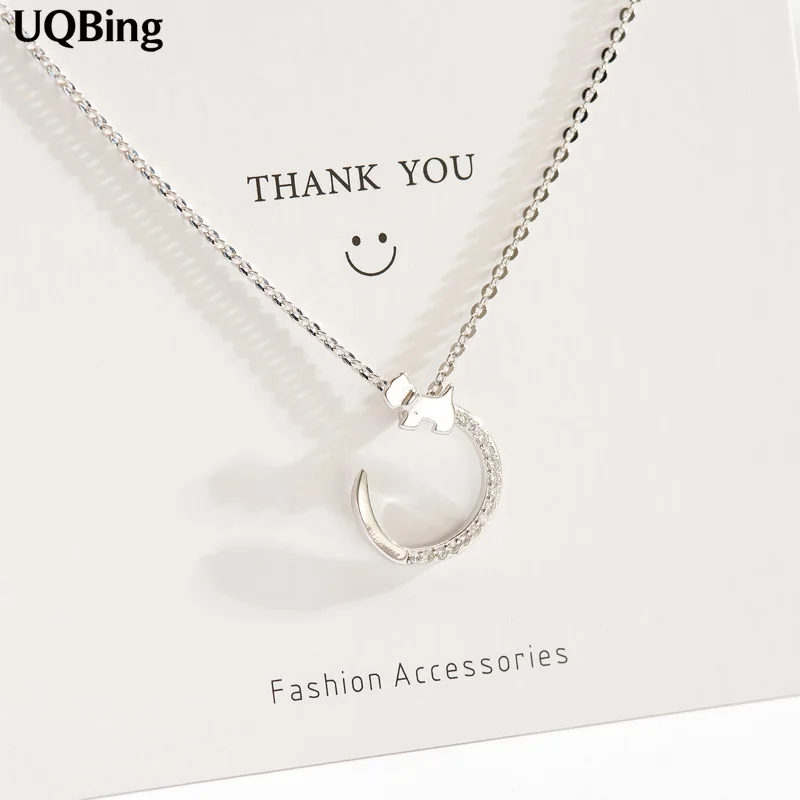 Korea 925 Silver CZ Rhinestone Moon Cute Dog Pendant Necklaces 925 Sterling Silver Chain Necklaces Jewelry Collar Colar
Korea 925 Silver CZ Rhinestone Moon Cute Dog Pendant Necklaces 925 Sterling Silver Chain Necklaces Jewelry Collar Colar
