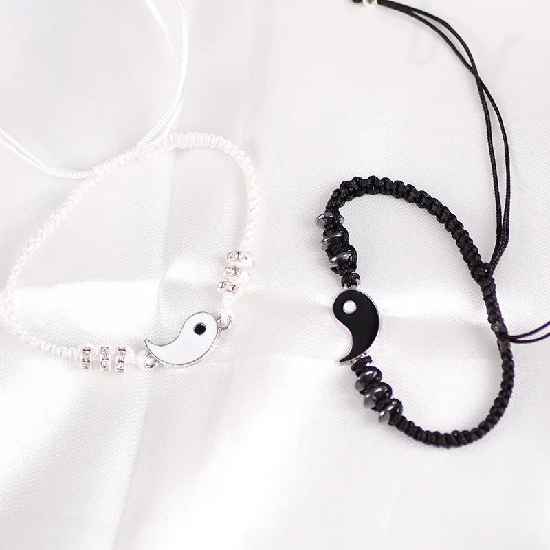 Couple Bracelets Hematite Leather Cord Braid Chain Bracelet Chinese Tai Chi Alloy Pendant Two-piece Woven Lover Bracelet Gift
Couple Bracelets Hematite Leather Cord Braid Chain Bracelet Chinese Tai Chi Alloy Pendant Two-piece Woven Lover Bracelet Gift