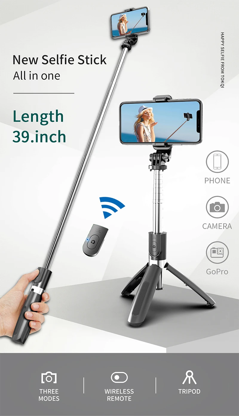 Wireless Bluetooth Selfie Stick With Telescopic Tripod Foldable Bluetooth 4.0 Monopod For IPhone An-droid Cellphones Camera
Wireless Bluetooth Selfie Stick With Telescopic Tripod Foldable Bluetooth 4.0 Monopod For IPhone An-droid Cellphones Camera