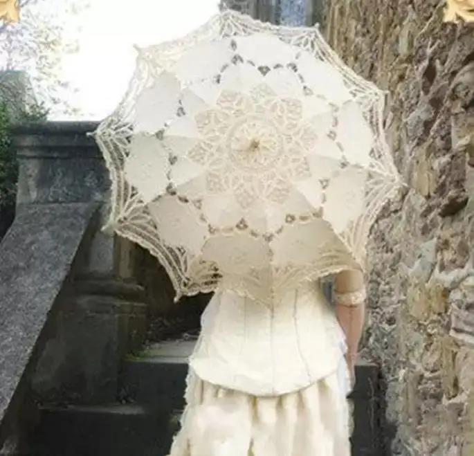 Винтажный крючком хлопковый кружевные зонты с вышивкой античный зонтик для