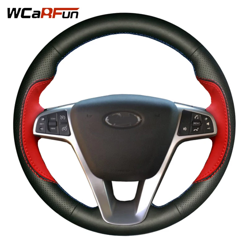 WCaRFun DIY Black Red Leather Hand-stitched Car Steering Wheel Cover for Lada Vesta 2015 2016 2017
WCaRFun DIY Black Red Leather Hand-stitched Car Steering Wheel Cover for Lada Vesta 2015 2016 2017