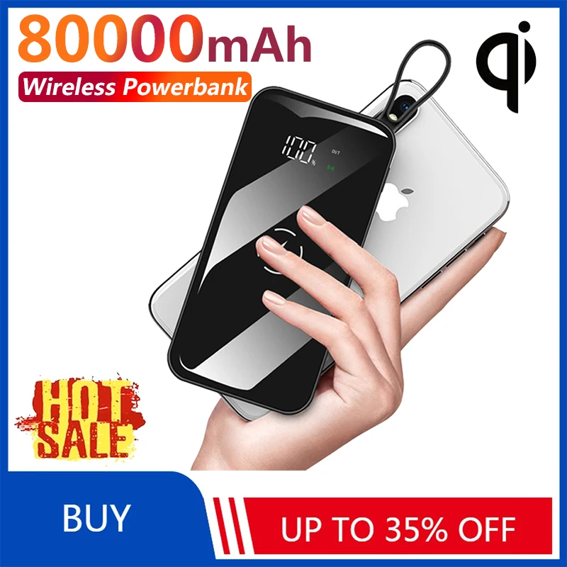 Wireless Ultra-thin 80000mAh Power Bank Mirror Digital Display with 2USB Port Portable Fast Charging for Xiaomi Sansung IPhone
Wireless Ultra-thin 80000mAh Power Bank Mirror Digital Display with 2USB Port Portable Fast Charging for Xiaomi Sansung IPhone