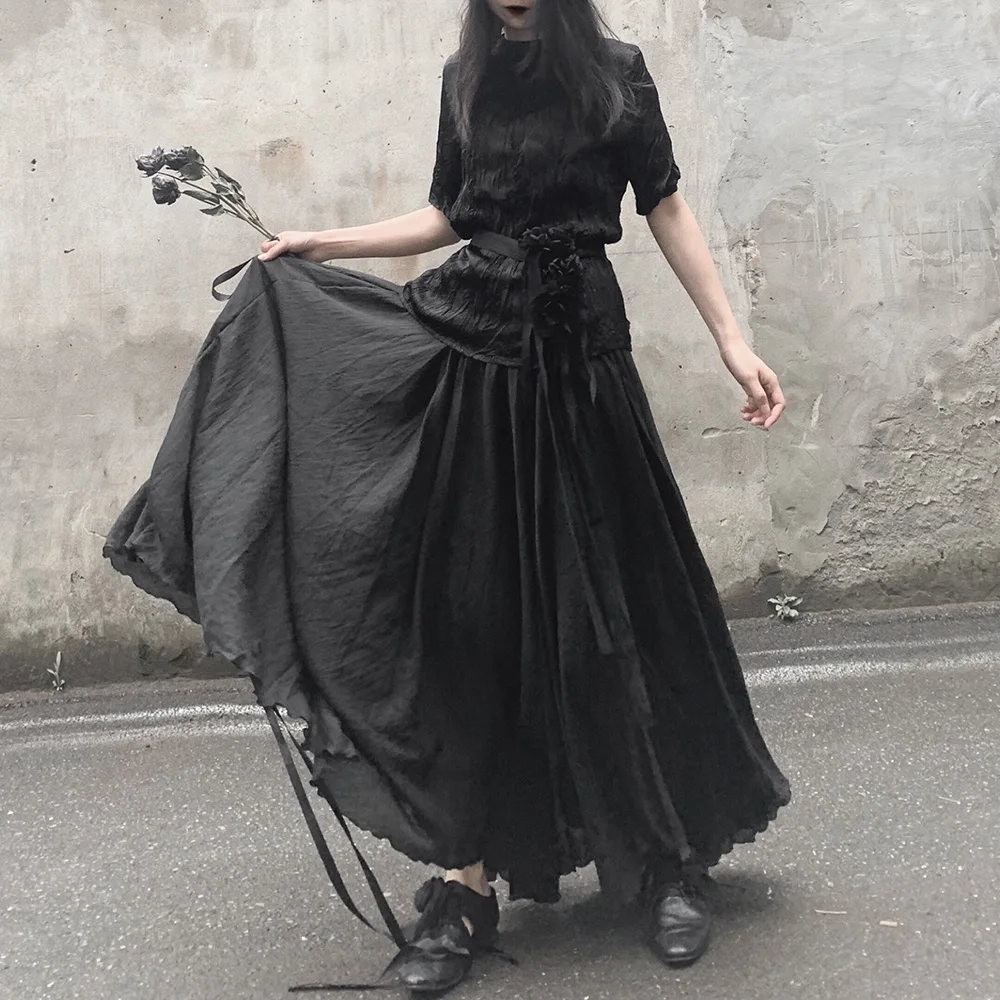 Skirt Dark Black Long Skirt Women Japanese Skirt Gothic Style Tactical Skirt Women's Black New Fashionn Casual Female Wear
Skirt Dark Black Long Skirt Women Japanese Skirt Gothic Style Tactical Skirt Women's Black New Fashionn Casual Female Wear