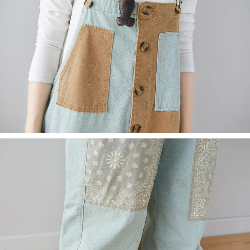 NINI WONDERLAND Spring Autumn Patchwork Denim Overalls Spliced Jeans 2021 Women Retro Jumpsuits Loose Pants Big Size Trousers
NINI WONDERLAND Spring Autumn Patchwork Denim Overalls Spliced Jeans 2021 Women Retro Jumpsuits Loose Pants Big Size Trousers