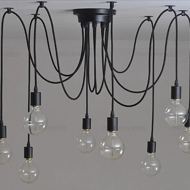 Винтажные подвесные светильники в стиле ретро кабель 1 м 1/3/5 головок E27