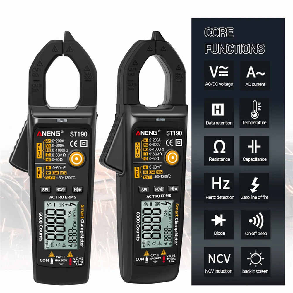 Clamp Meter 6000 Counts True Digital Professional Multimeter AC Current Clamp Tester Meters Voltmeter Auto Range Selection
Clamp Meter 6000 Counts True Digital Professional Multimeter AC Current Clamp Tester Meters Voltmeter Auto Range Selection