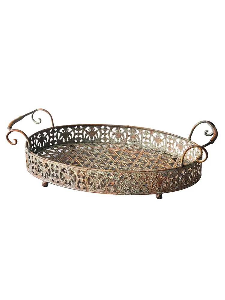 French Country Vintage Fruits Serve Tray Decorative Outdoor Plate Metal Handles Retro Design Garden Deocration
French Country Vintage Fruits Serve Tray Decorative Outdoor Plate Metal Handles Retro Design Garden Deocration