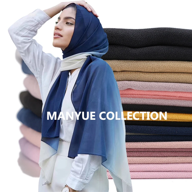

Простые шифоновые шали и палантины для женщин 2020 двухцветные длинные шали и палантины мусульманские хиджабы шарфы женский платок для женщи...