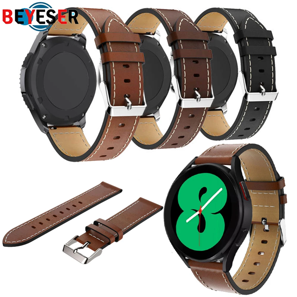 

High quality Genuine Leather Watch Bands For Samsung Galaxy Watch 4 40/44mm& Classic 42/46mm Replacement band Wrist strap