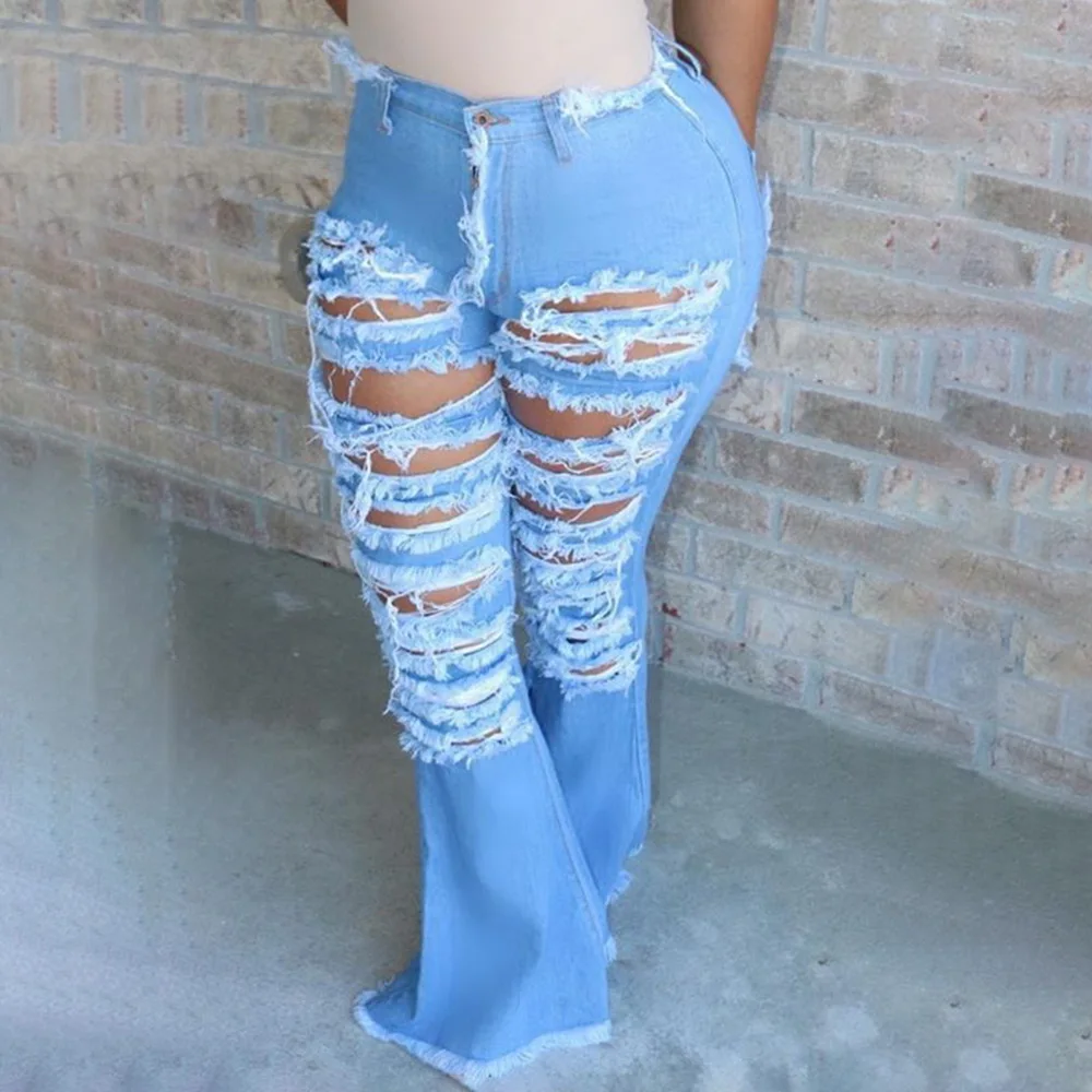 Sexy Ripped jeans Fringe Hollow out Ruffle Flare denim Pants High Waist Bodycon Hole Women Trousers Club Outfits
Sexy Ripped jeans Fringe Hollow out Ruffle Flare denim Pants High Waist Bodycon Hole Women Trousers Club Outfits