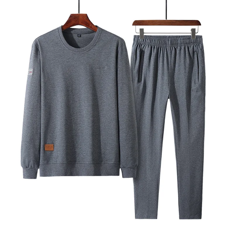 Tracksuits men clothing suit cotton autumn casual sportswear plus size two piece set middle-aged men's track suit pullover 2020 
Tracksuits men clothing suit cotton autumn casual sportswear plus size two piece set middle-aged men's track suit pullover 2020