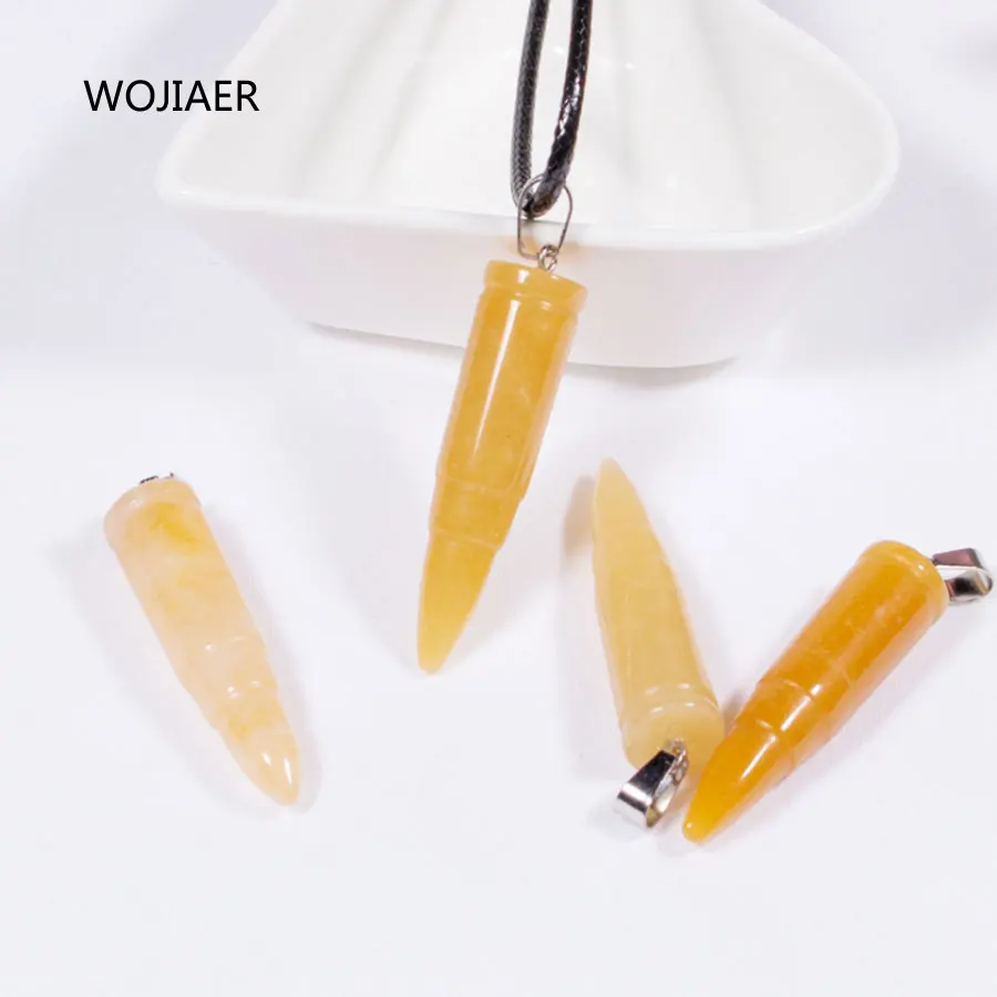 WOJIAER Natural Yellow Jades Stone Bullet Pendant Pendulum Tangling Stone Energy Handmade Necklace Jewelry 1PCS ZM0424
WOJIAER Natural Yellow Jades Stone Bullet Pendant Pendulum Tangling Stone Energy Handmade Necklace Jewelry 1PCS ZM0424