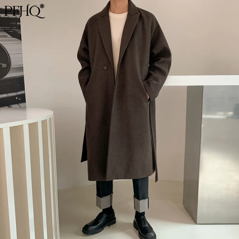 PFHQ Autumn Winter Men Woolen Coat 2021 New British Over Knee Tweed Coat Korean Trend Thickened Mid Length With Belt 21D1147
PFHQ Autumn Winter Men Woolen Coat 2021 New British Over Knee Tweed Coat Korean Trend Thickened Mid Length With Belt 21D1147