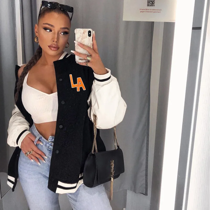 Y2k Bomber Print Loose Coat Vintage Brown Oversized Varsity Jacket Baseball Women Fashion 2021 Autumn Winter Patchwork Street
Y2k Bomber Print Loose Coat Vintage Brown Oversized Varsity Jacket Baseball Women Fashion 2021 Autumn Winter Patchwork Street
