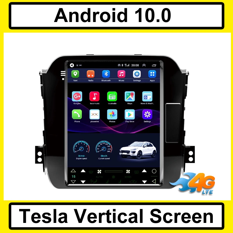 Tesla вертикальный экран android 10 Автомобильный gps мультимедийный радио плеер в тире