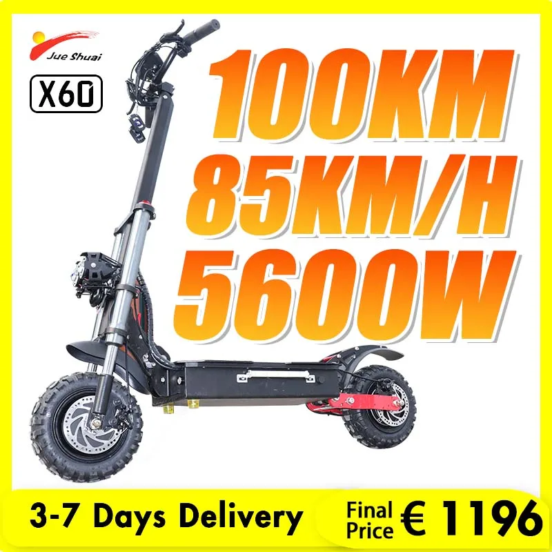 Электрический скутер Jueshuai X60 с двойным мотором, 5600 Вт, 60 в, 30 А, батарея Panasonic, Электрический скутер с большим радиусом действия 100 км, складной ...
Электрический скутер Jueshuai X60 с двойным мотором, 5600 Вт, 60 в, 30 А, батарея Panasonic, Электрический скутер с большим радиусом действия 100 км, складной ...