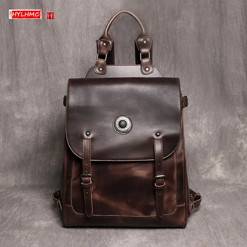 New Retro Genuine Leather Men's Backpack Solid Color Skeleton-Skin Computer Bag Large Capacity Schoolbag Travel Backpack
New Retro Genuine Leather Men's Backpack Solid Color Skeleton-Skin Computer Bag Large Capacity Schoolbag Travel Backpack