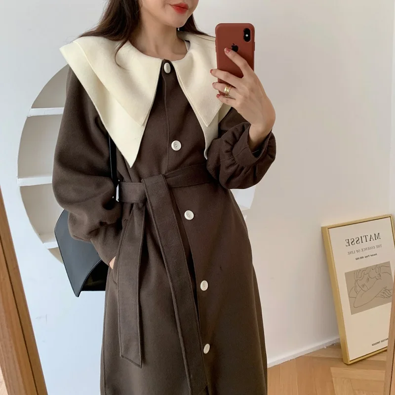 Retro Style Double-layer Large Lapel Women's wool solid Color Single-breasted Waist Puff Sleeve Double-sided Woolen Coat
Retro Style Double-layer Large Lapel Women's wool solid Color Single-breasted Waist Puff Sleeve Double-sided Woolen Coat