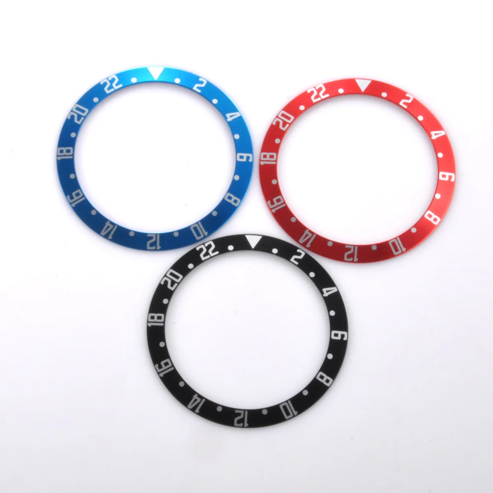 

39.5mm watchs GMT bezel BLACK RED BLUE Luxury brand high quality circle insert for mens case inlay ring blue or blackor green