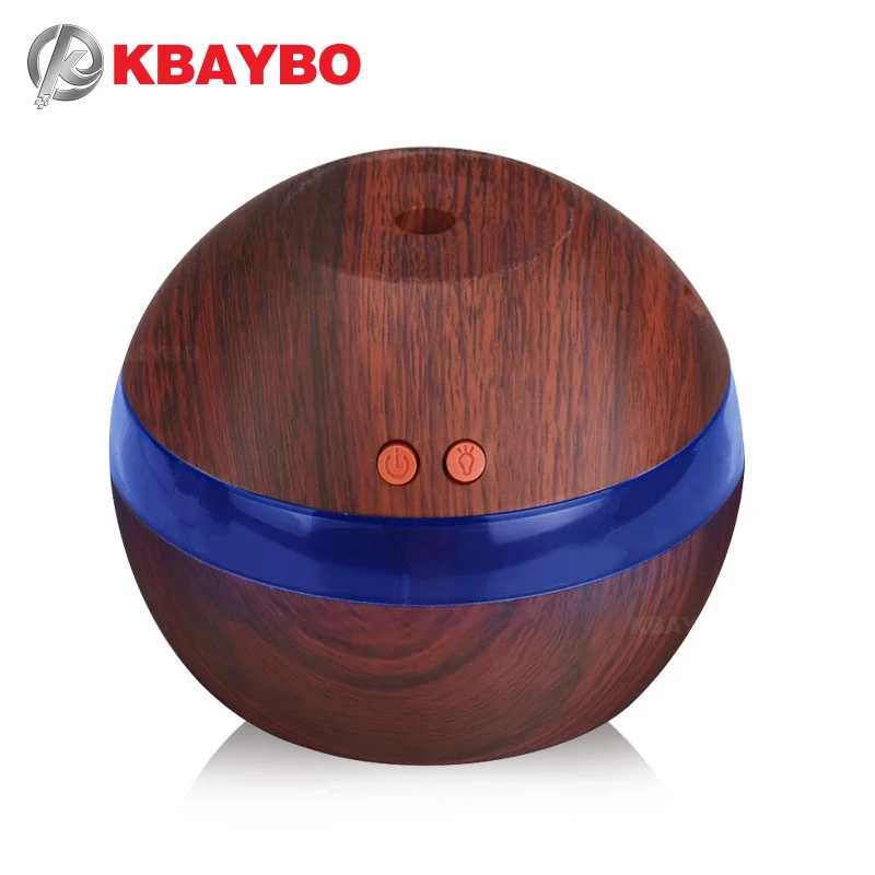 

KBAYBO USB Ultrasonic Humidifier 290ml Aroma Diffuser Essential Oil Diffuser Aromatherapy Mist Maker with LED Light Wood grain