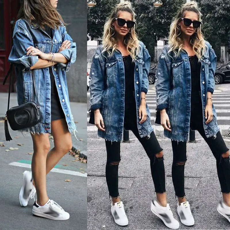 Spring Women's Basic Coat Holes Baggy Denim Jacket Female Solid Blue Casual Long Sleeve Loose Street Style Outwear Autumn Womens
Spring Women's Basic Coat Holes Baggy Denim Jacket Female Solid Blue Casual Long Sleeve Loose Street Style Outwear Autumn Womens