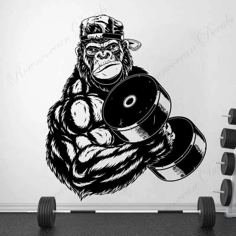 Gorilla Bodybuilder тренажерный зал фитнес наклейки на стену показать сильную прочность