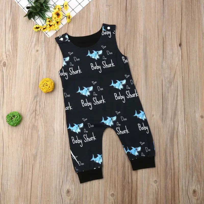 New 0-24M Baby Boy Clothes Boys Shark Romper Newborn Jumpsuit Kids Outfits Kid Sleeveless Rompers Overall Sunsuit |