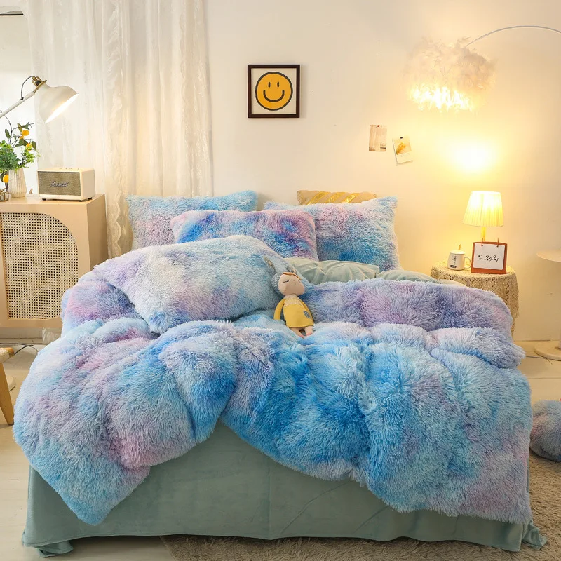 Tie-dye Colorful Color Bed Linen Set Plush Shaggy Fleece Bedding Set with Pillowcase Girls Mink Velvet Bed Duvet Cover Set King
Tie-dye Colorful Color Bed Linen Set Plush Shaggy Fleece Bedding Set with Pillowcase Girls Mink Velvet Bed Duvet Cover Set King