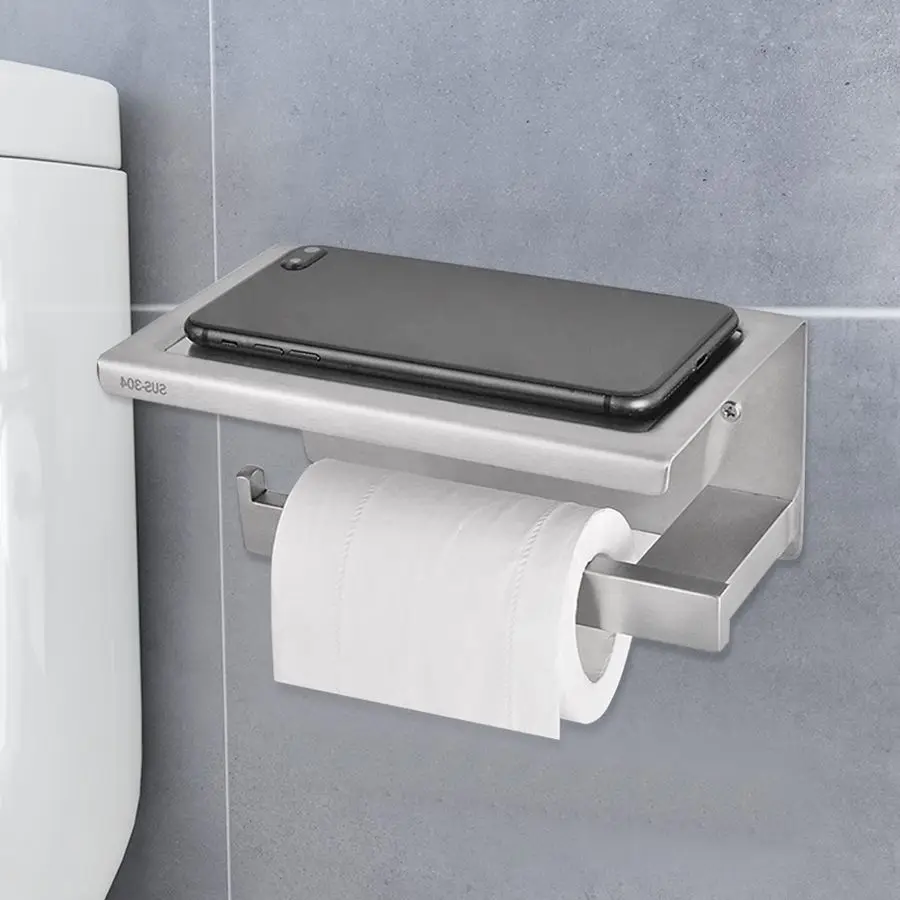 2021 new Stainless Steel Paper Holder Toilet Roll Paper Storage Rack Tissue Holder with Phone Shelf Bathroom Paper Roll Hanging
2021 new Stainless Steel Paper Holder Toilet Roll Paper Storage Rack Tissue Holder with Phone Shelf Bathroom Paper Roll Hanging