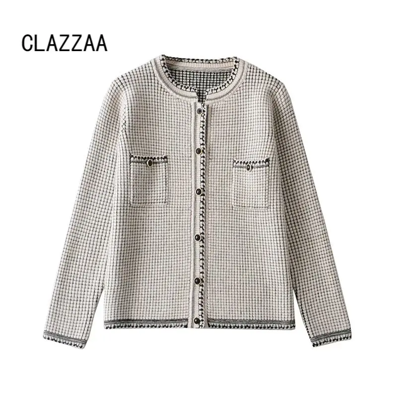 Модный женский клетчатый однобортный Кардиган Clazzaa с длинными рукавами и круглым вырезом, повседневный Женский вязаный свитер, куртка, шика...
Модный женский клетчатый однобортный Кардиган Clazzaa с длинными рукавами и круглым вырезом, повседневный Женский вязаный свитер, куртка, шика...