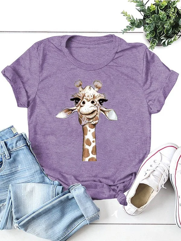 2021 Eucosm Summer New Short-sleeved Cartoon T-shirt Women's Top Short-sleeve Print Fashion Casual y2k aesthetic Cartoon giraffe
2021 Eucosm Summer New Short-sleeved Cartoon T-shirt Women's Top Short-sleeve Print Fashion Casual y2k aesthetic Cartoon giraffe