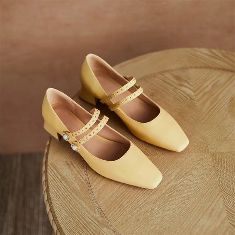 ANNYMOLI Pearl Genuine Leather Mid Heel Pumps Cow Leather Mary Janes Shoes Square Toe Dress Footwear Female Thick Heels Shoes 40
ANNYMOLI Pearl Genuine Leather Mid Heel Pumps Cow Leather Mary Janes Shoes Square Toe Dress Footwear Female Thick Heels Shoes 40