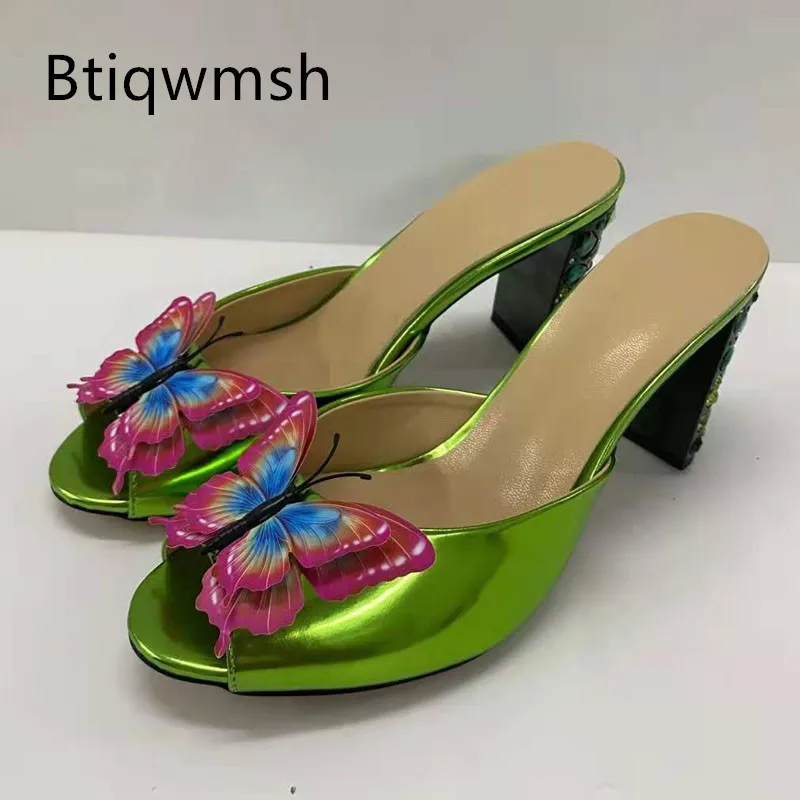 Green Butterfly Rhinestone Sandals Women Open Toe Mixed Color Diamond Jewelled High Heels Shoes Woman Sexy Mules Slippers
Green Butterfly Rhinestone Sandals Women Open Toe Mixed Color Diamond Jewelled High Heels Shoes Woman Sexy Mules Slippers
