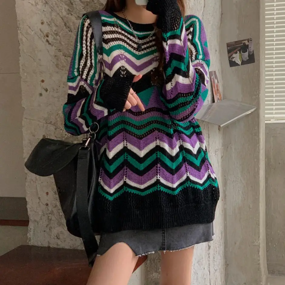 2021 women Sweater easing knitted long-sleeved round collar waves hitting scene jacquard
2021 women Sweater easing knitted long-sleeved round collar waves hitting scene jacquard